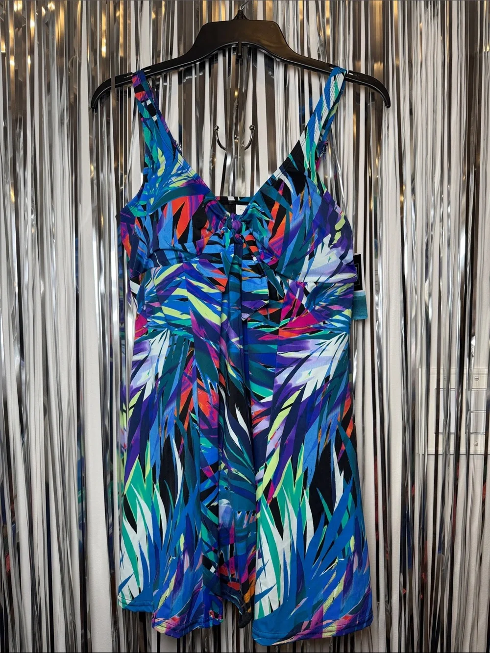 Swim Solutions Tropical Multicolor One-Piece Swimsuit Size 16 NEW - Picture 2 of 6
